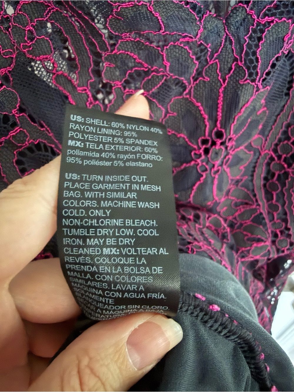 White House Black Market Gray Lace Sleeveless Camisole with Pink Embroidery - Picture 4 of 4
